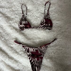 Zebra Print Bikini with Red Accents